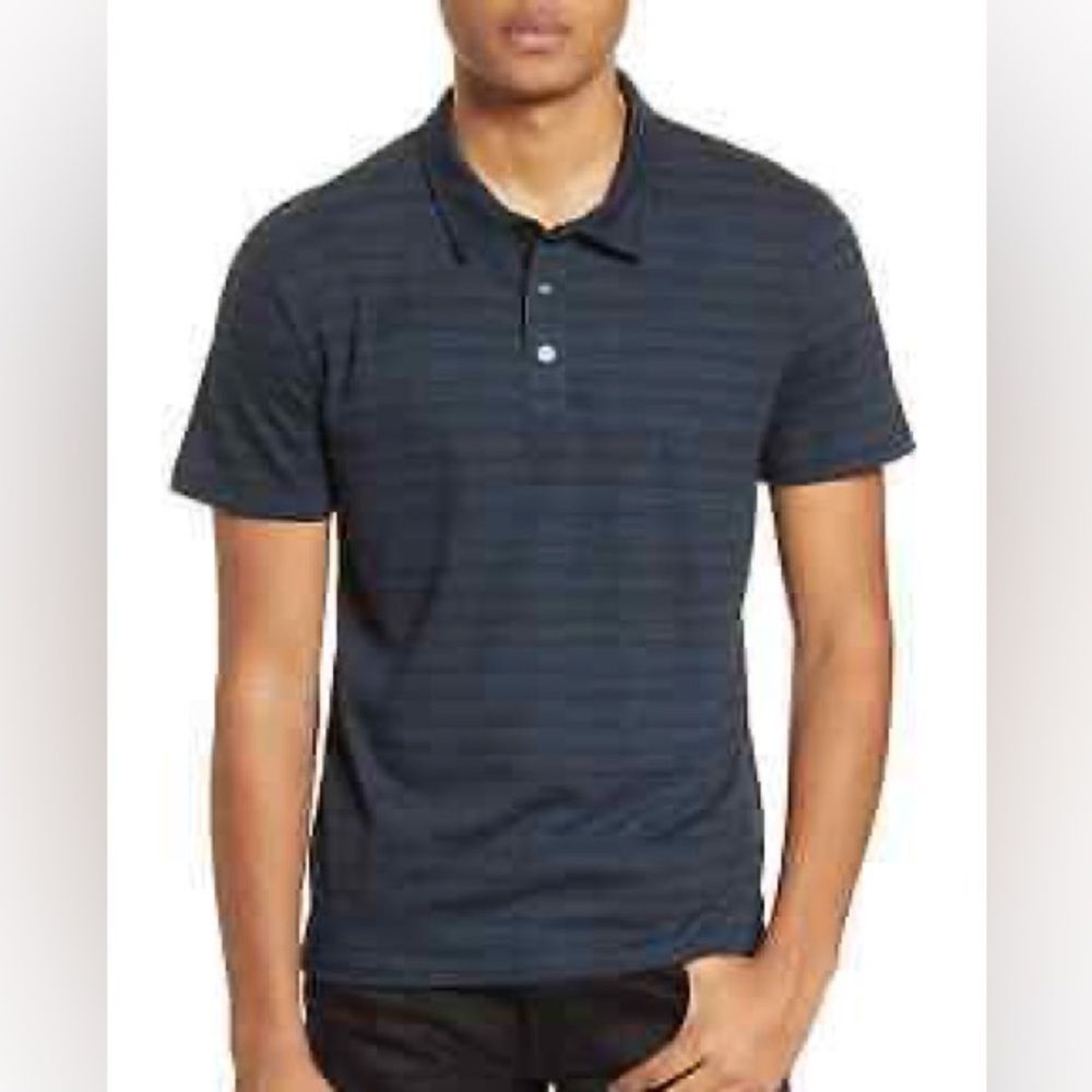 Threads 4 Thought Dirt Road Stripe Polo Blue Stitch Fix Size Xl Nwt
